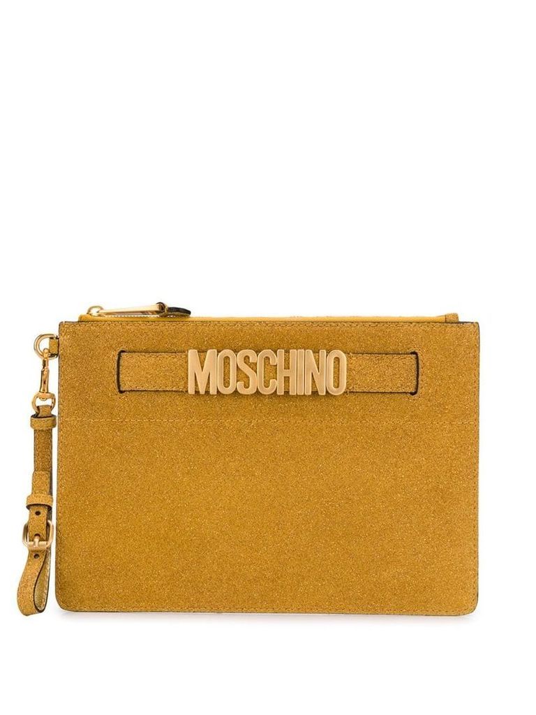 Moschino glitter clutch bag - Gold