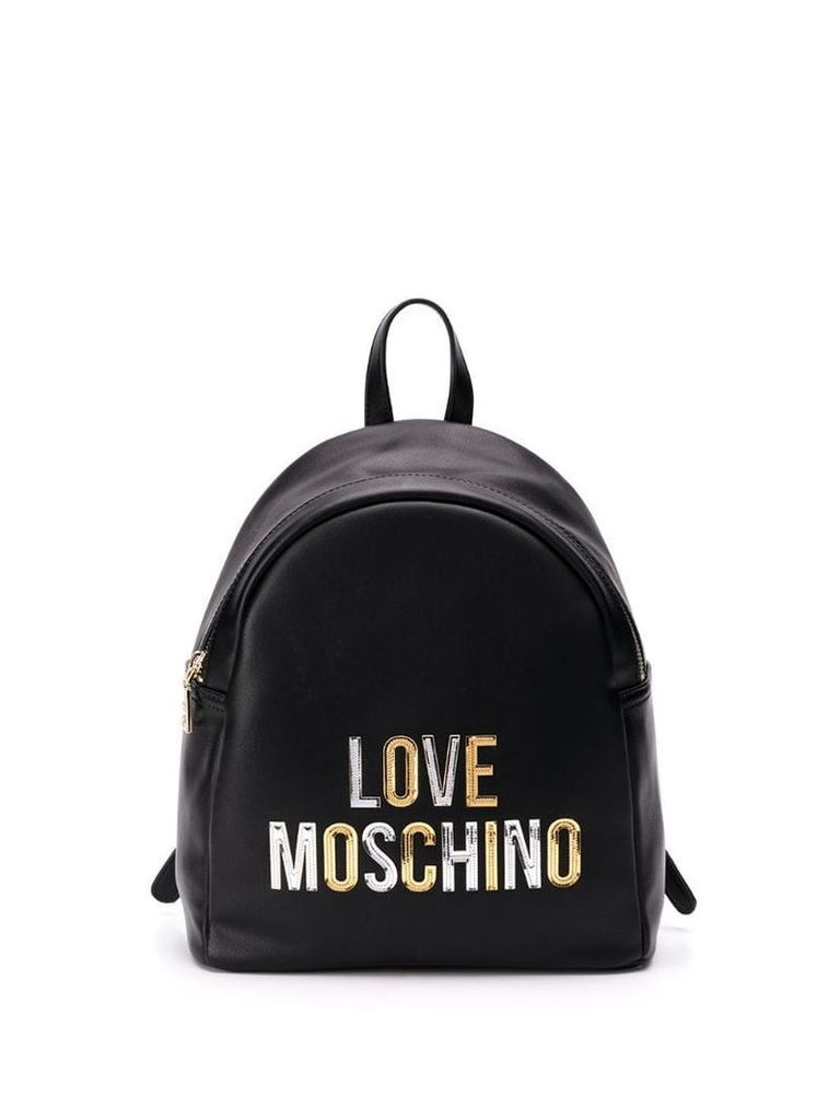 Love Moschino laminated logo backpack - Black
