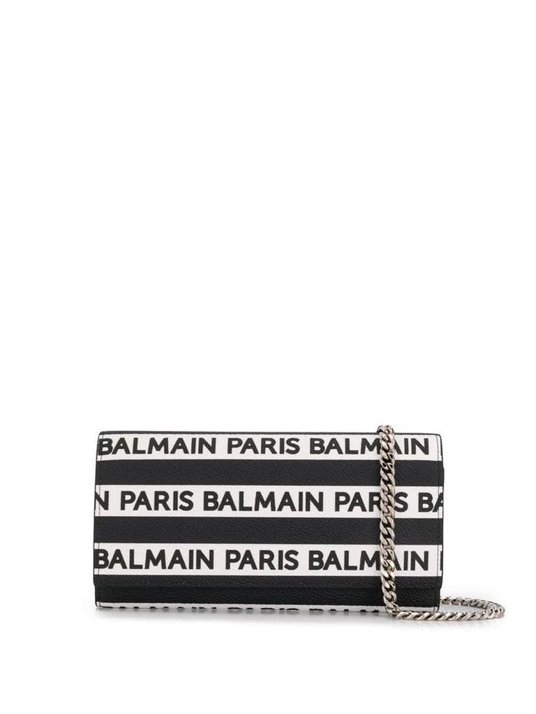 Balmain logo stripe mini bag - Black