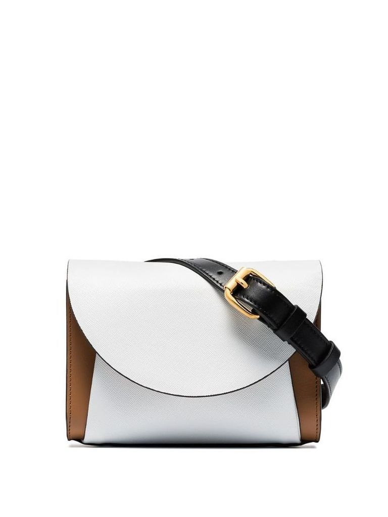 Marni White, Brown and Black Law leather belt bag