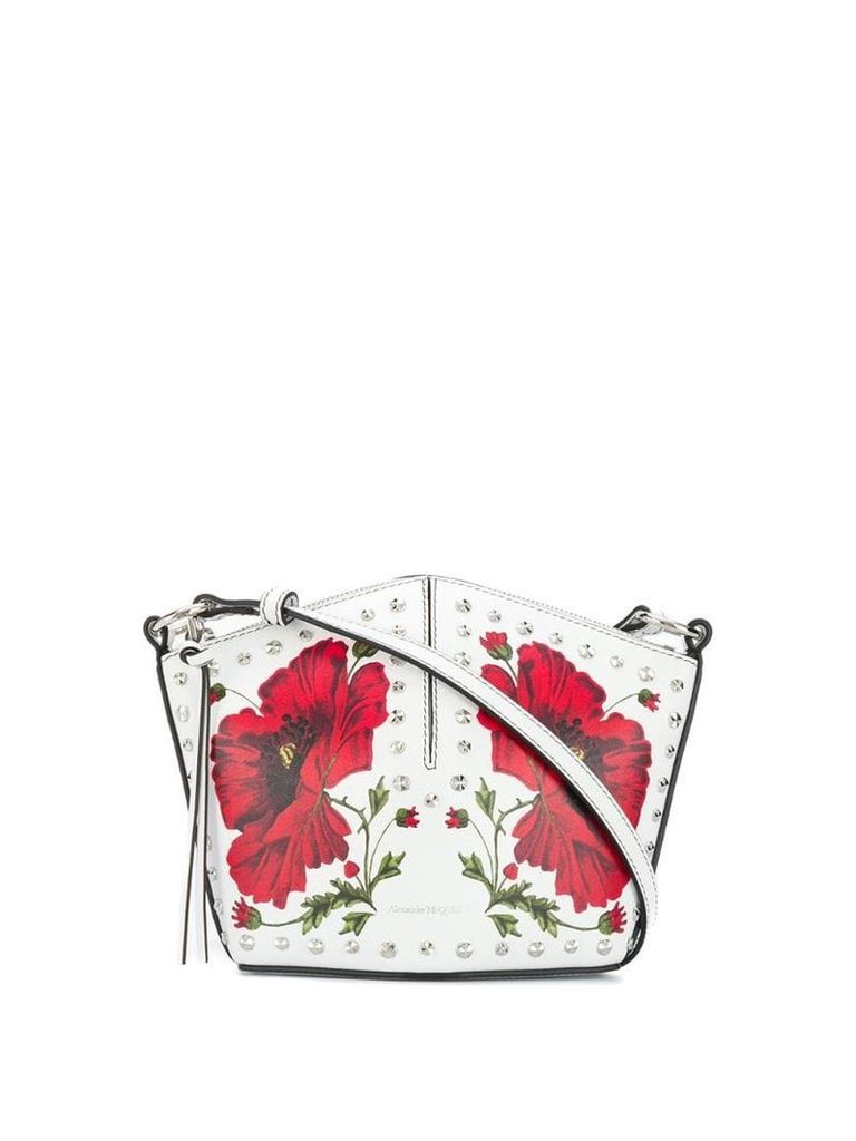 Alexander McQueen floral studded crossbody bag - White