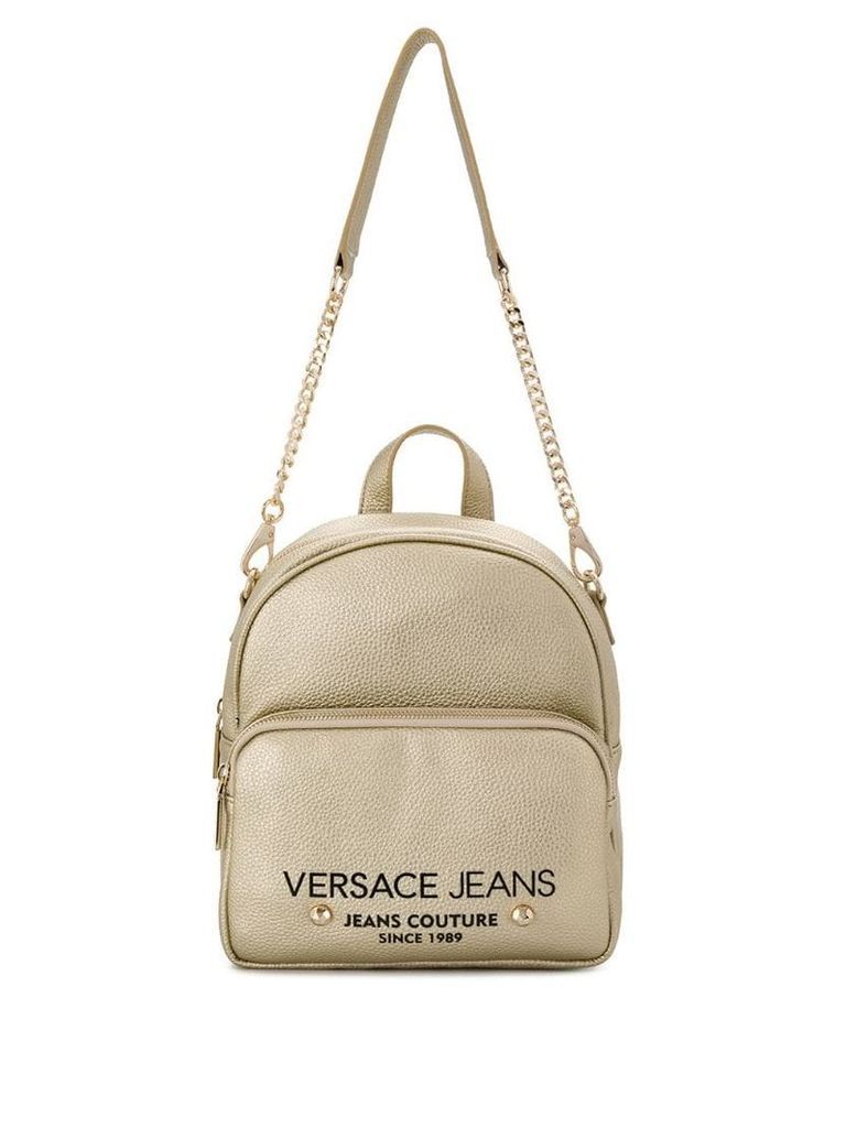 Versace Jeans logo zipped backpack - Gold