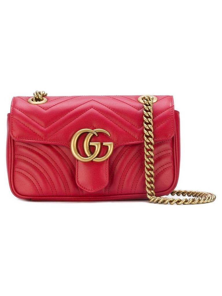 Gucci GG marmort matelassé shoulder bag - Red