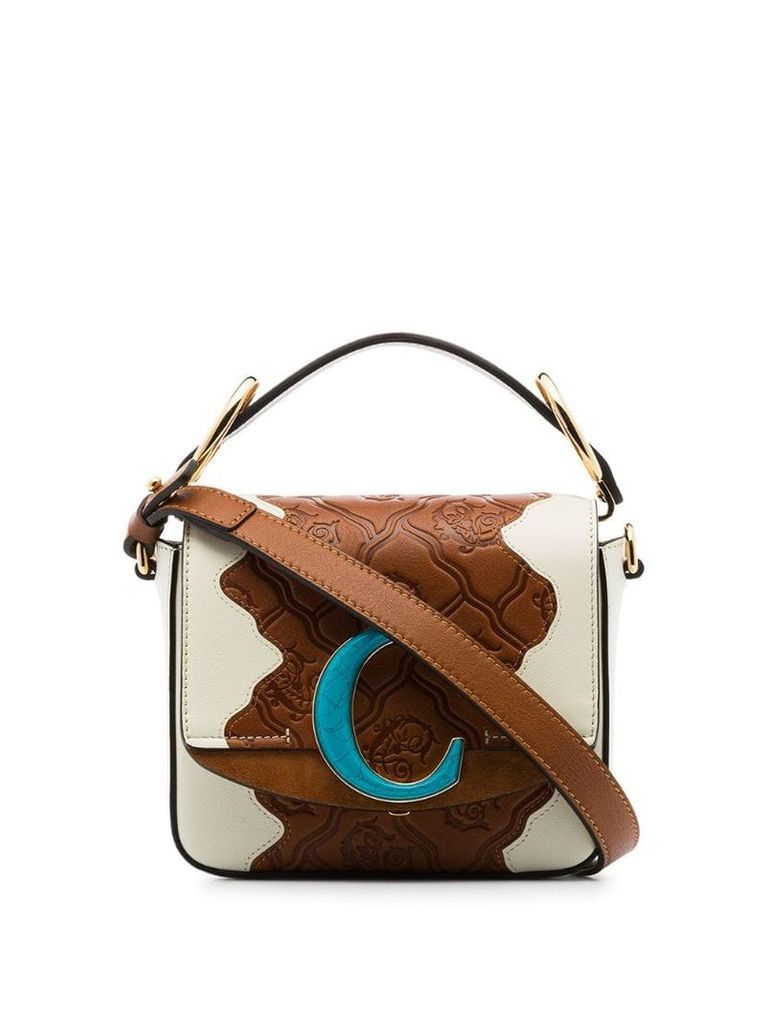 Chloé C logo embossed patchwork shoulder bag - Neutrals