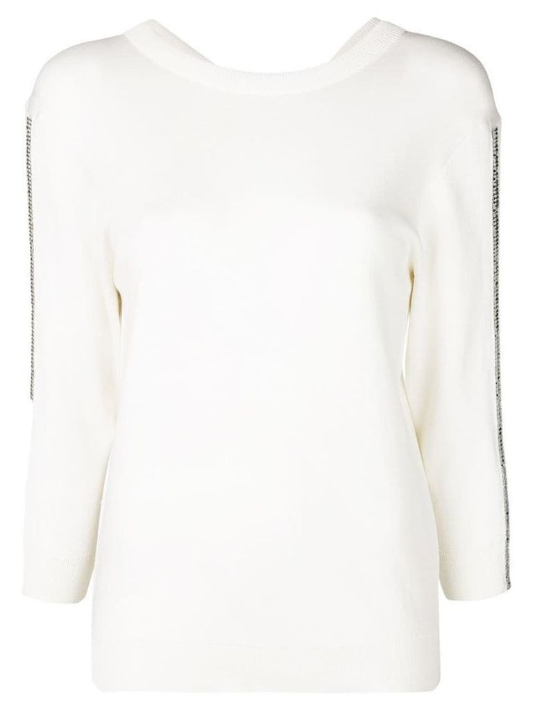 Chloé embellished V-neck jumper - White