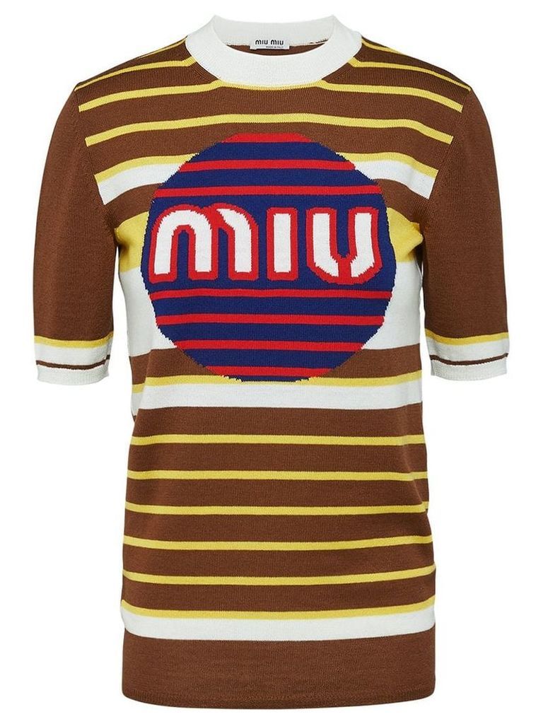 Miu Miu logo knit pullover - Brown