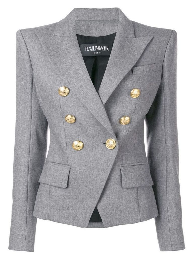 Balmain double breasted wool blazer - Grey