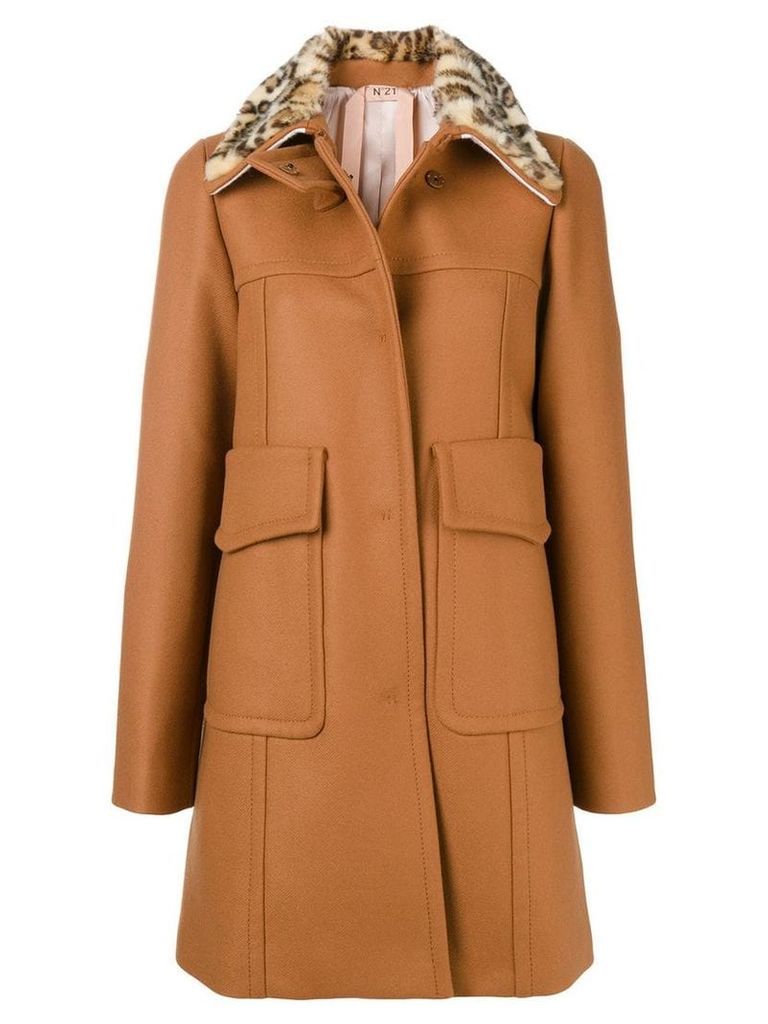 Nº21 embellished winter coat - Brown
