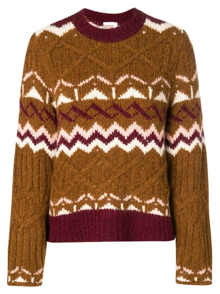 See By Chloé chunky knit patterned jumper - Brown
