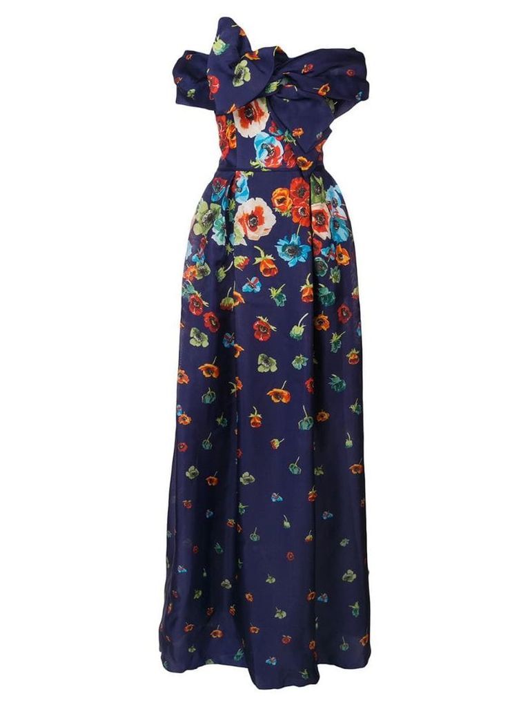 Carolina Herrera floral draped dress - Blue