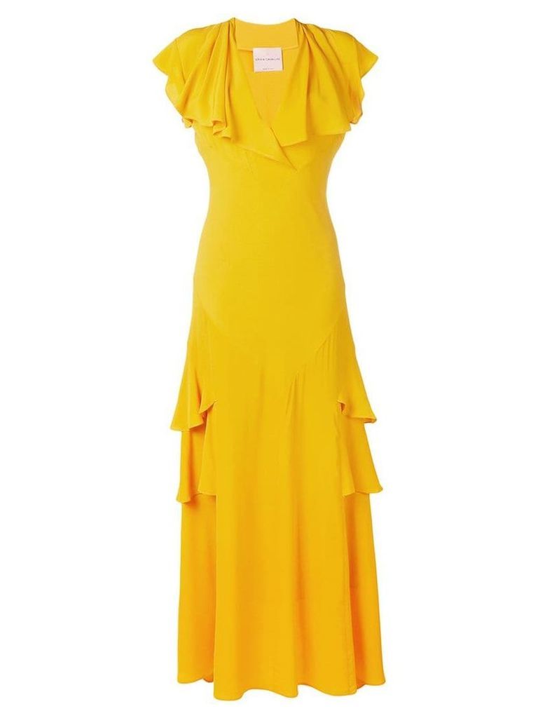 Erika Cavallini long ruffled evening dress - Yellow