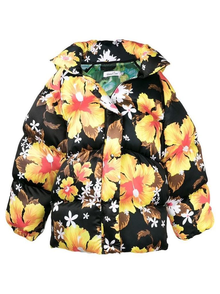 Richard Quinn oversized floral print padded jacket - Black