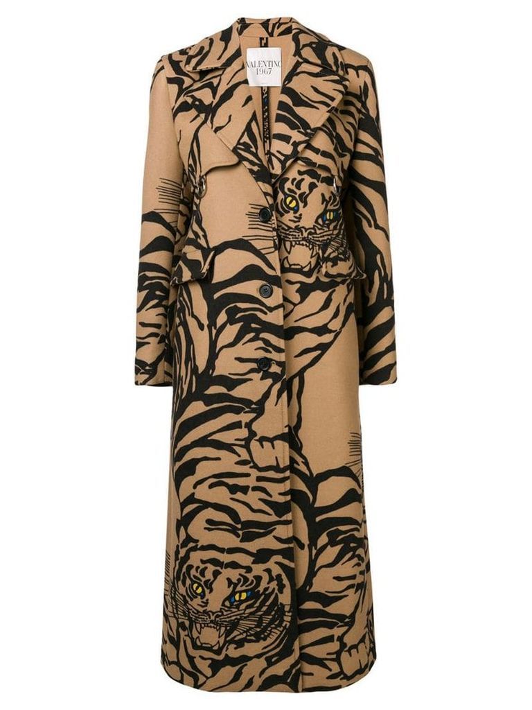 Valentino tiger-print coat - Neutrals