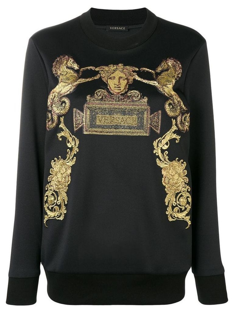 Versace jacquard knit logo sweatshirt - Black
