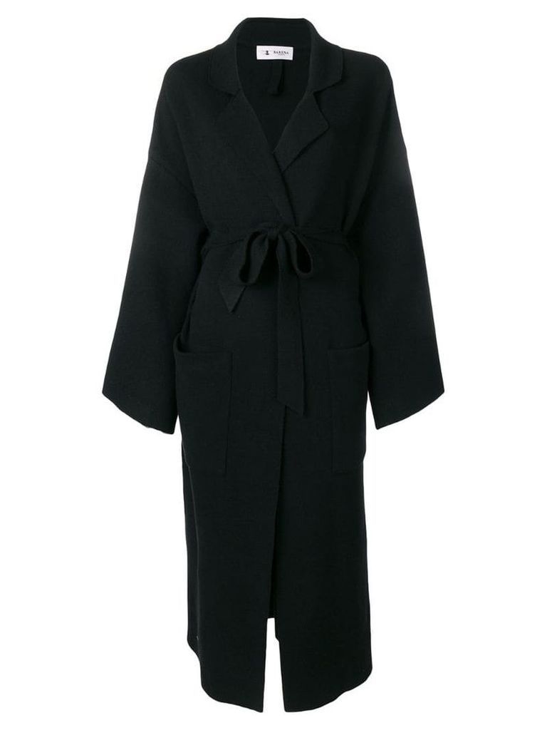 Barena belted side slit coat - Black