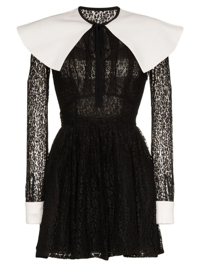Alessandra Rich Mikado Lace Mini-Dress - Black