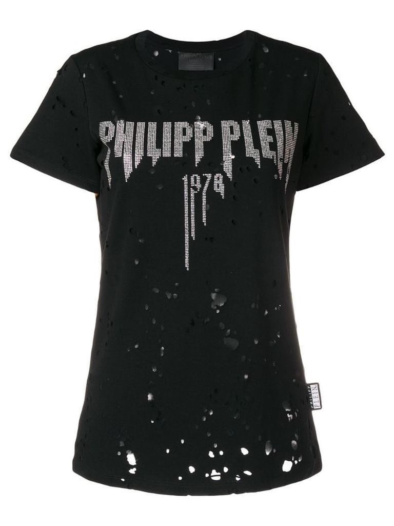 Philipp Plein rhinestone logo T-shirt - Black