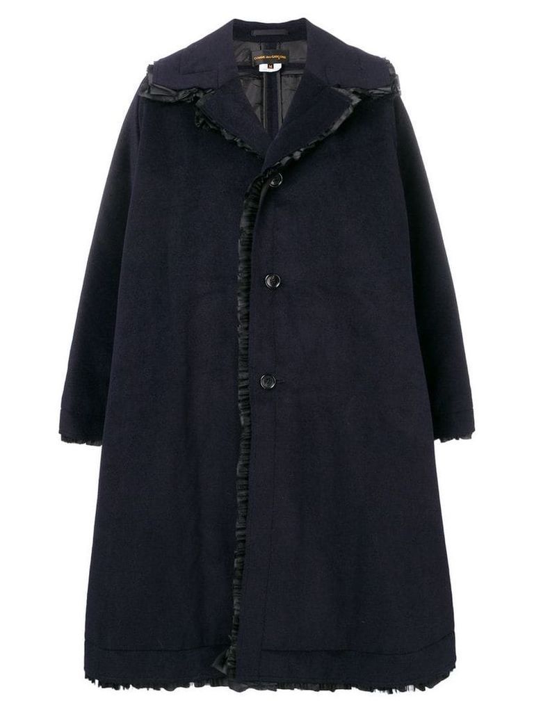 Comme Des Garçons oversized ruffle trim coat - Blue