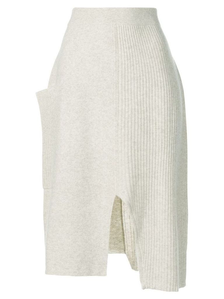 Pringle Of Scotland asymmetric knitted skirt - White