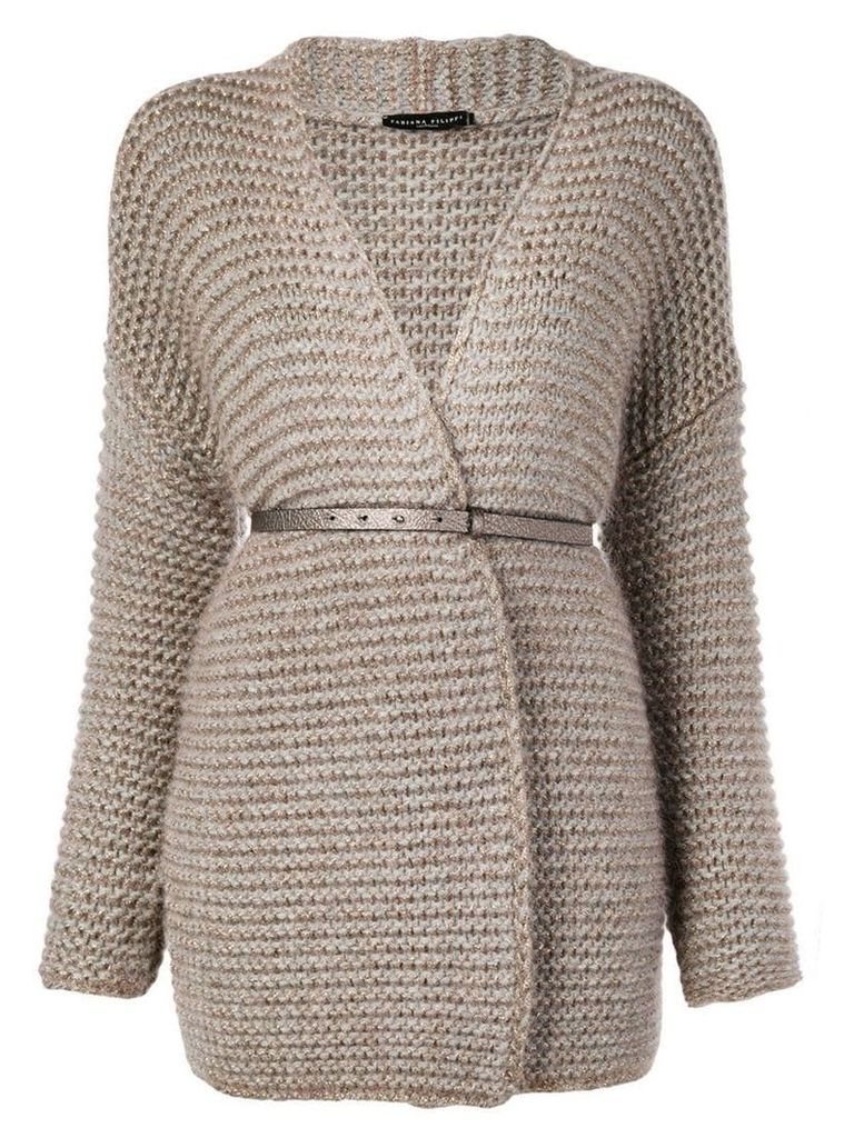Fabiana Filippi belted knitted coat - Brown