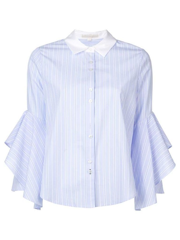 Jonathan Simkhai ruffle-sleeve striped shirt - Blue
