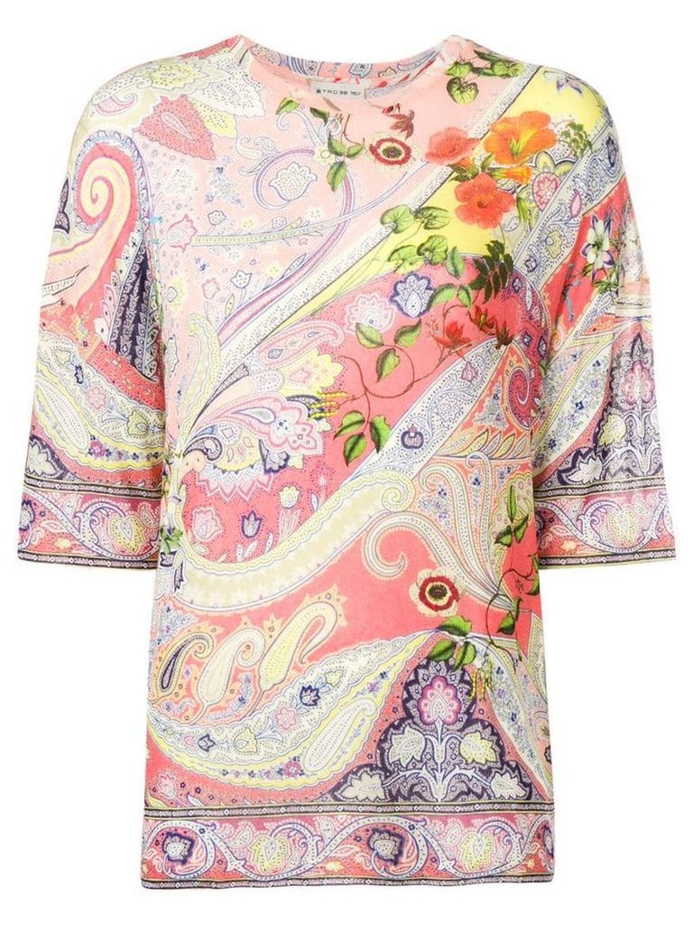Etro paisley & flower print blouse - Pink