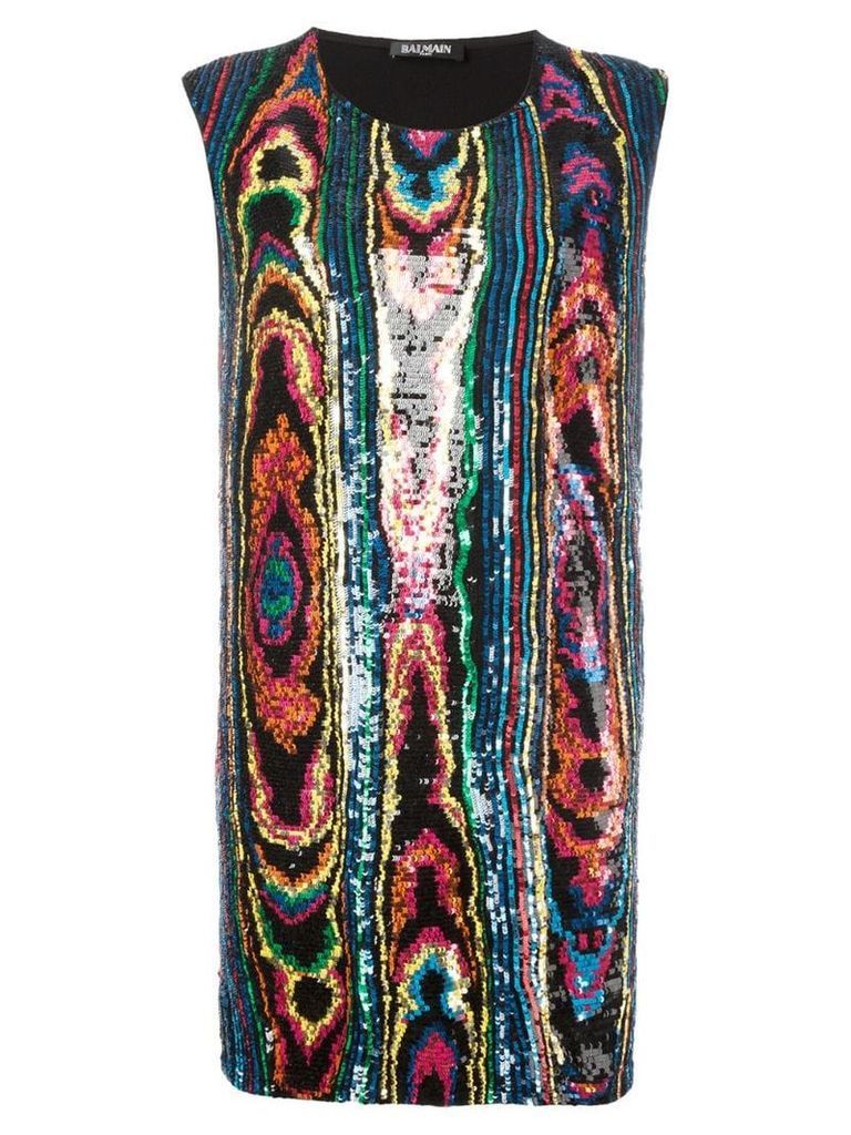 Balmain psychedelic sequin dress - Black