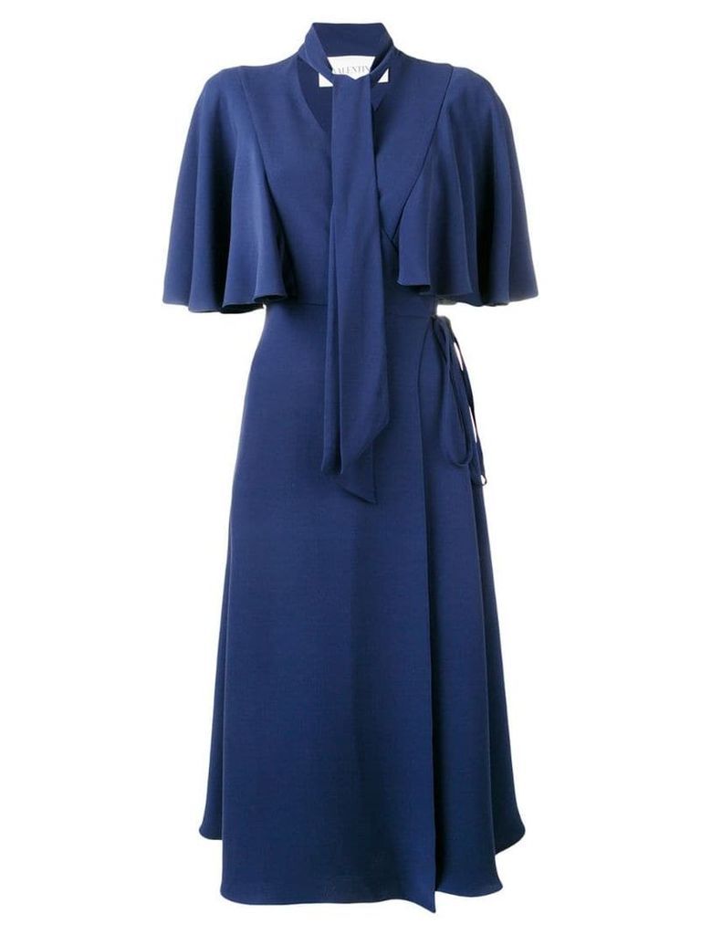 Valentino cape sleeve midi dress - Blue