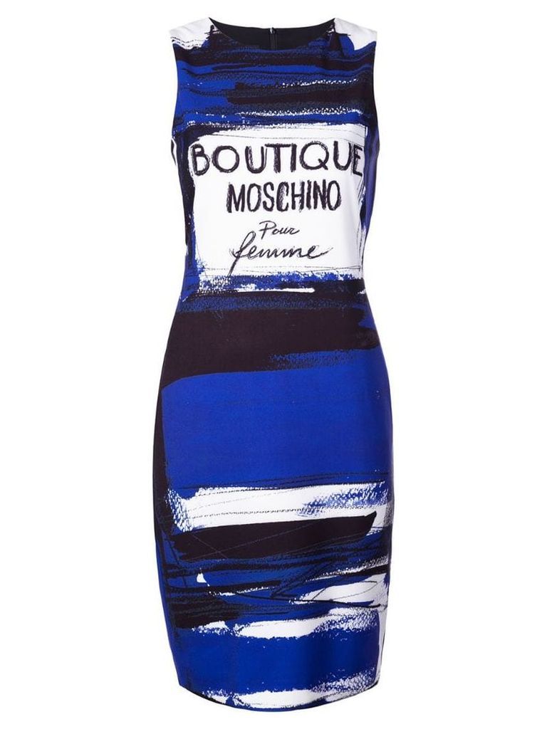 Boutique Moschino logo print midi dress - Blue