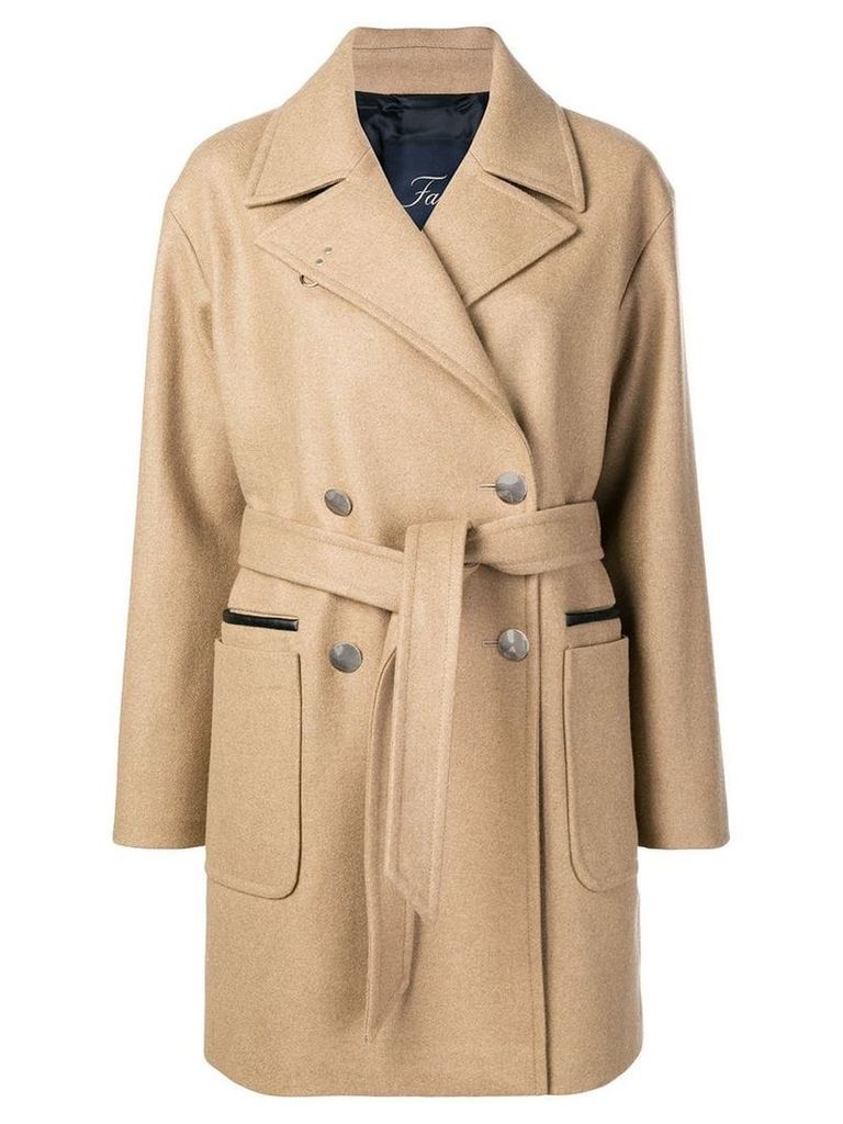 Fay belted double-breasted coat - Neutrals
