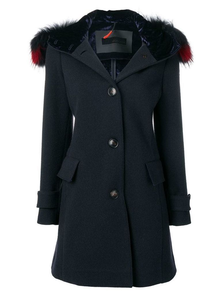 Rrd fur trim hooded coat - Blue