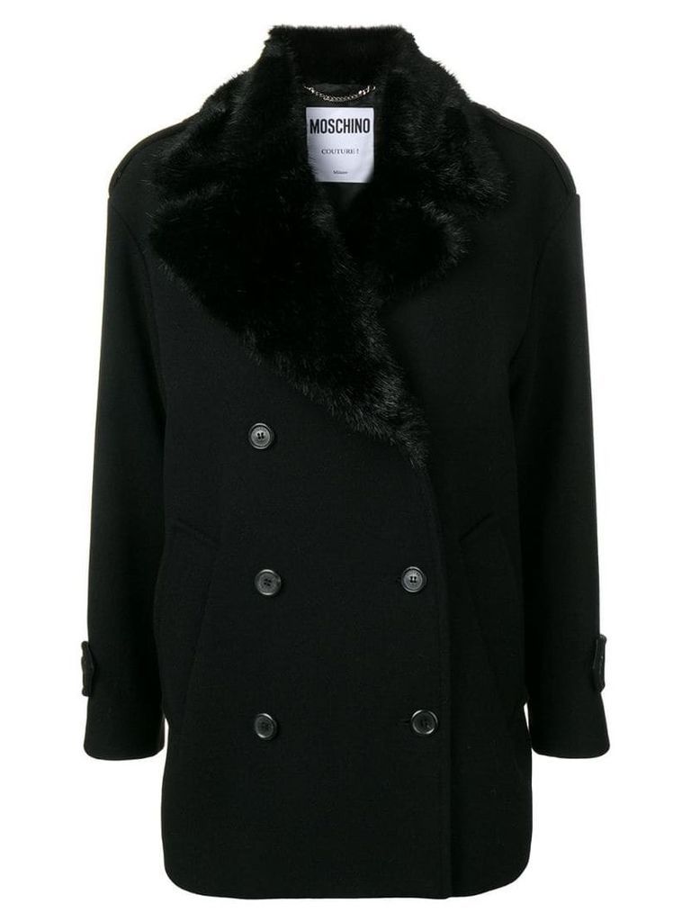 Moschino winter double-breasted coat - Black