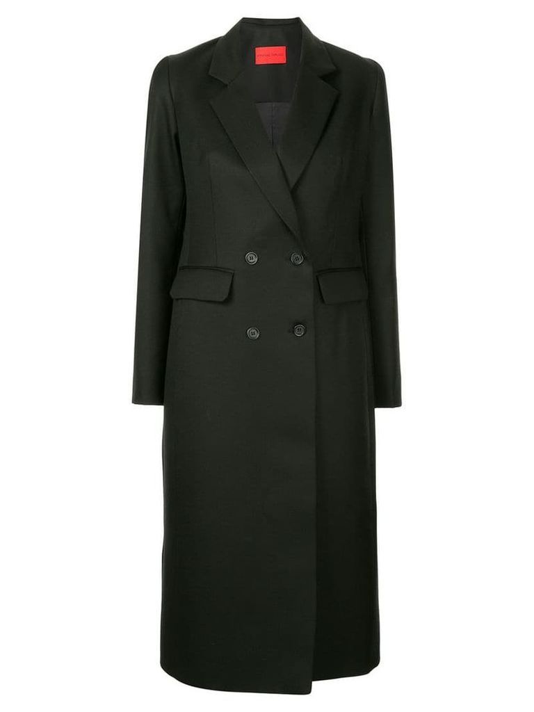 Strateas Carlucci double-breasted mid-lenght coat - Black