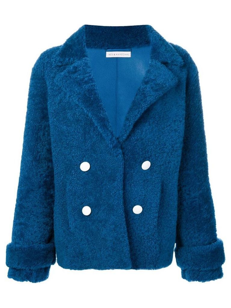 Inès & Maréchal double-breasted shearling coat - Blue