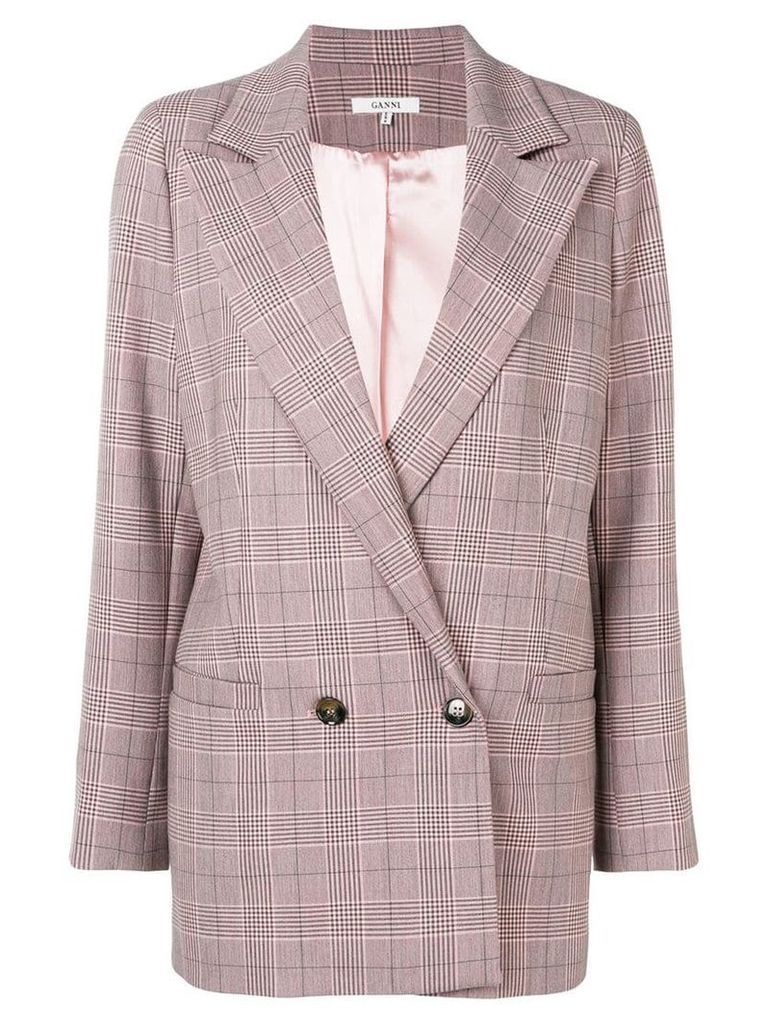 Ganni checkered blazer - Pink