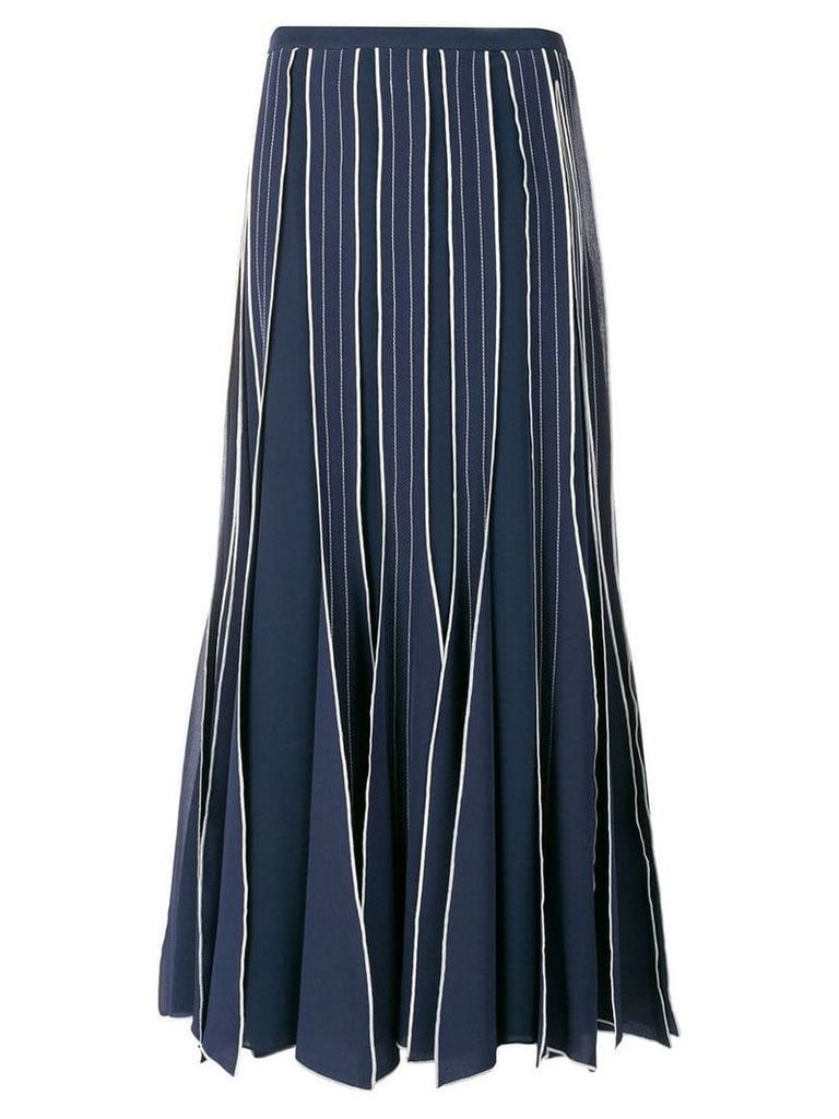 Tory Burch pleated embroidered skirt - Blue