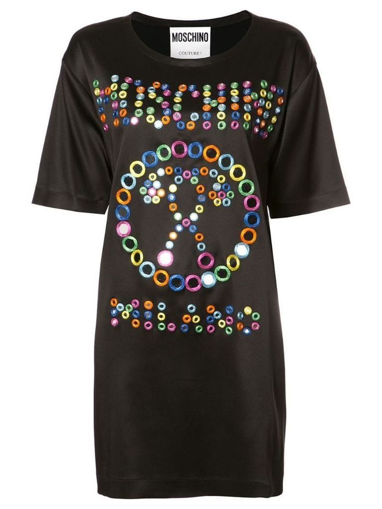 Moschino mirror embroidered logo dress - Black