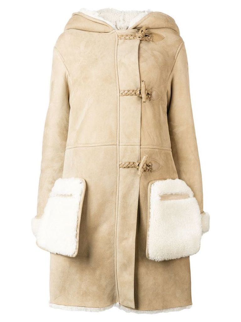 Golden Goose hooded shearling coat - Neutrals