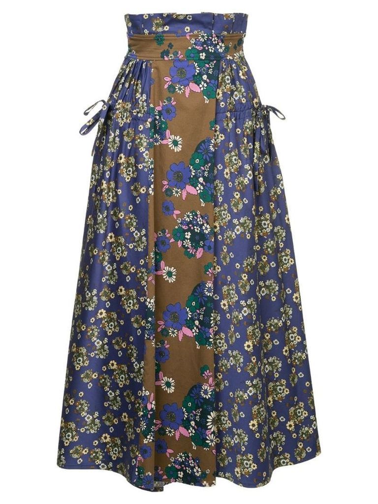 Teija floral panel skirt - Blue