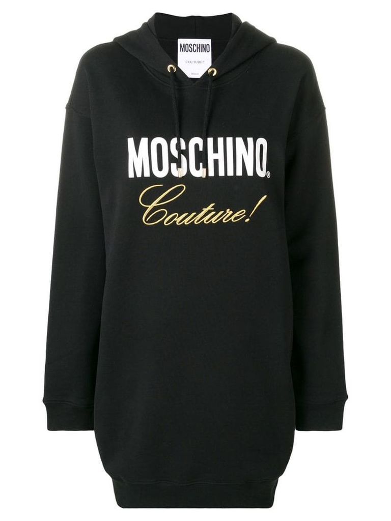Moschino logo hooded sweatshirt dress - Black