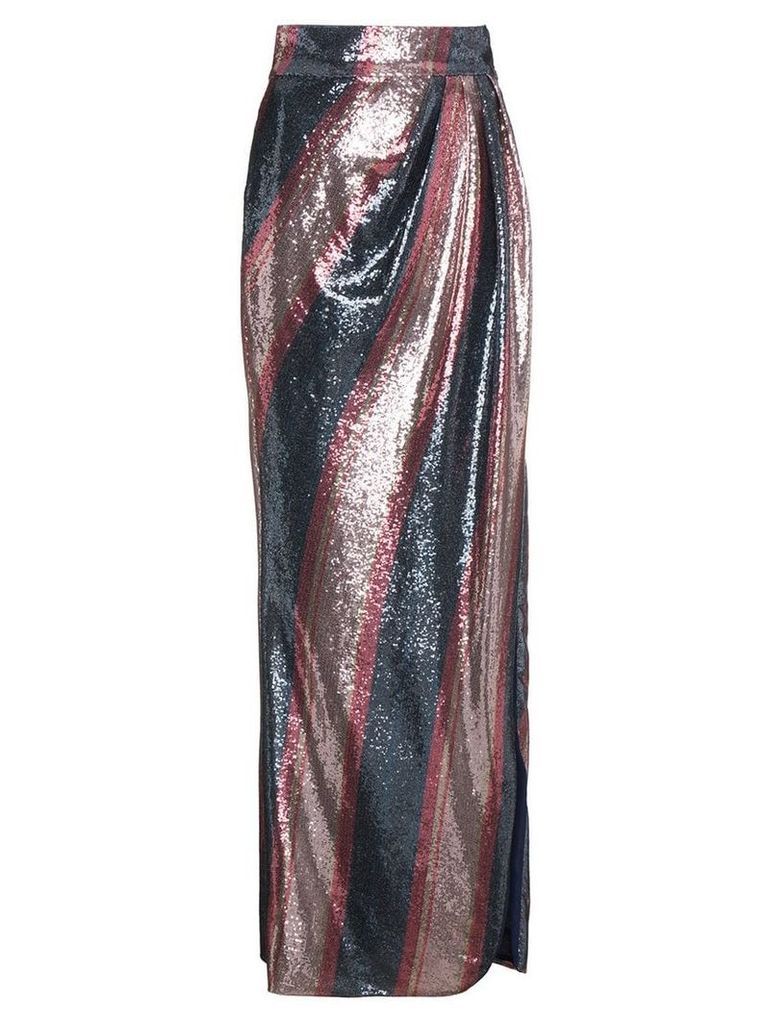 Johanna Ortiz Striped Sequin Maxi Skirt - Blue