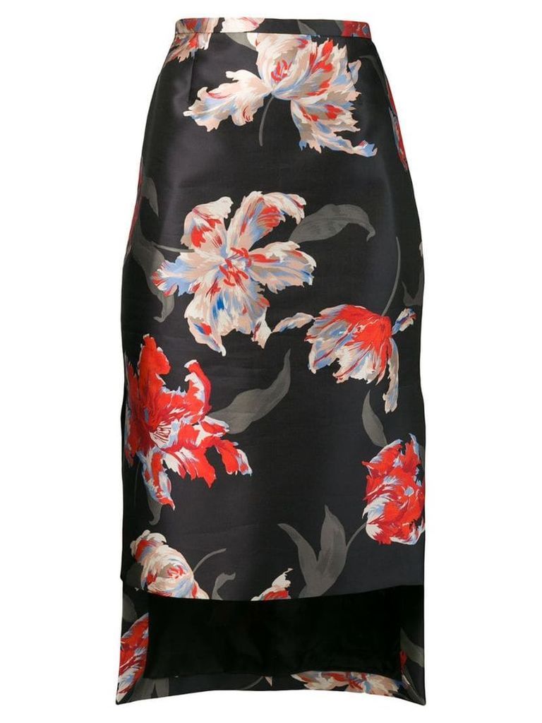 Rochas floral print pencil skirt - Black