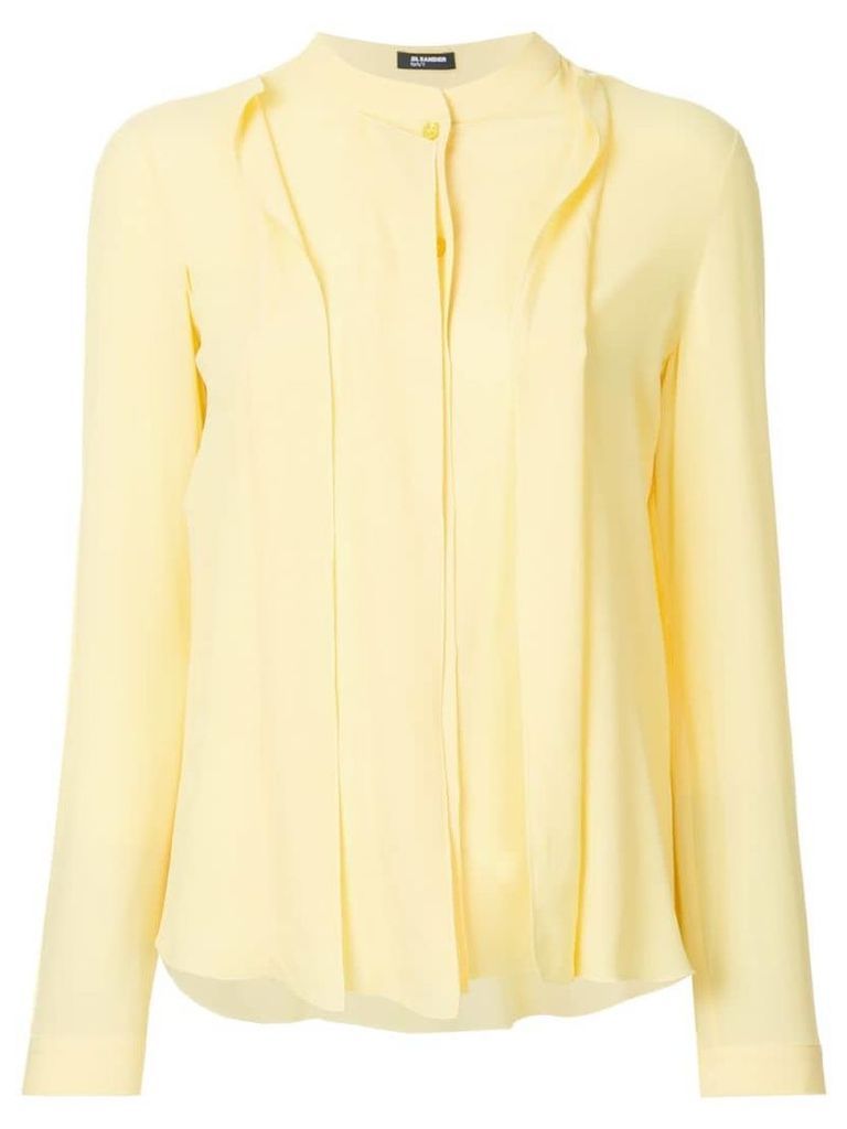 Jil Sander Navy pleated collarless blouse - Yellow