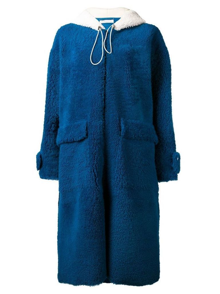 Inès & Maréchal hooded shearling coat - Blue