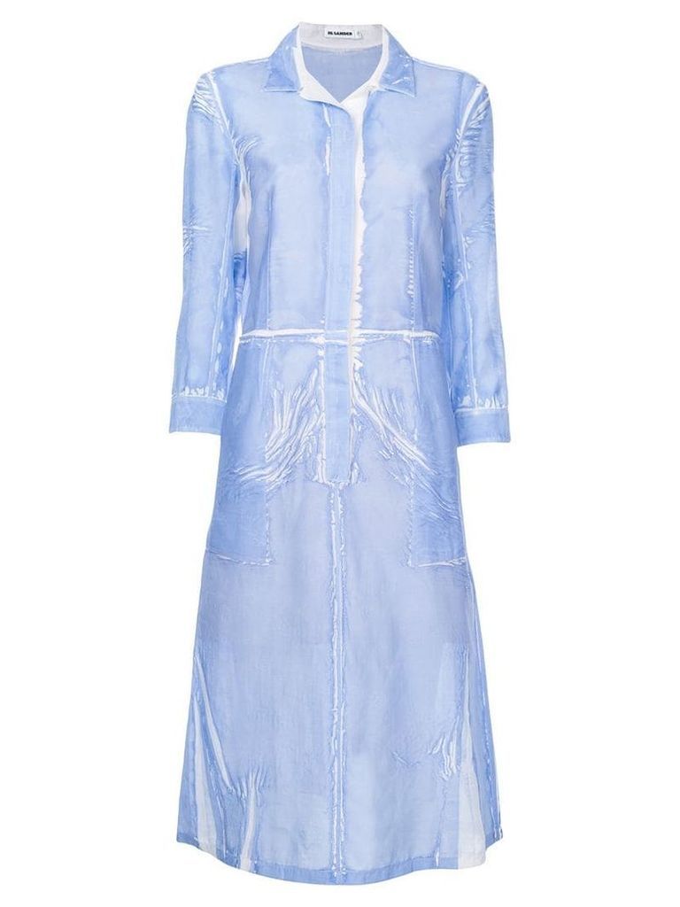 Jil Sander creased effect shirt dress - Blue