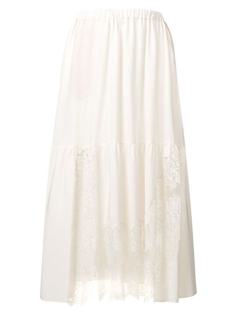 Stella McCartney lace panel midi skirt - White