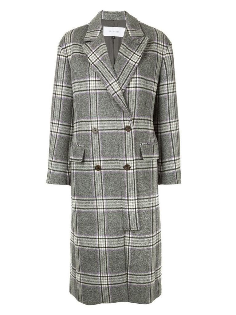 Le Ciel Bleu checked double breasted coat - Grey