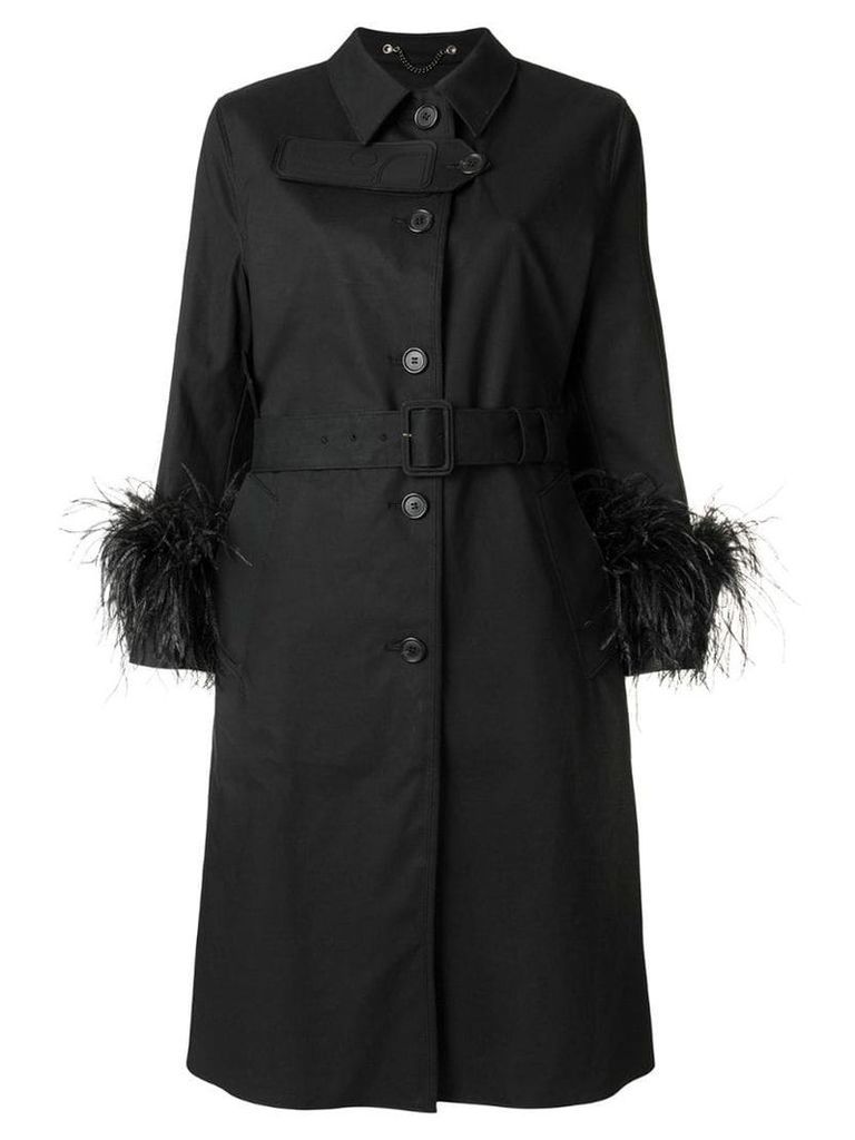 Prada feather cuff trench coat - Black