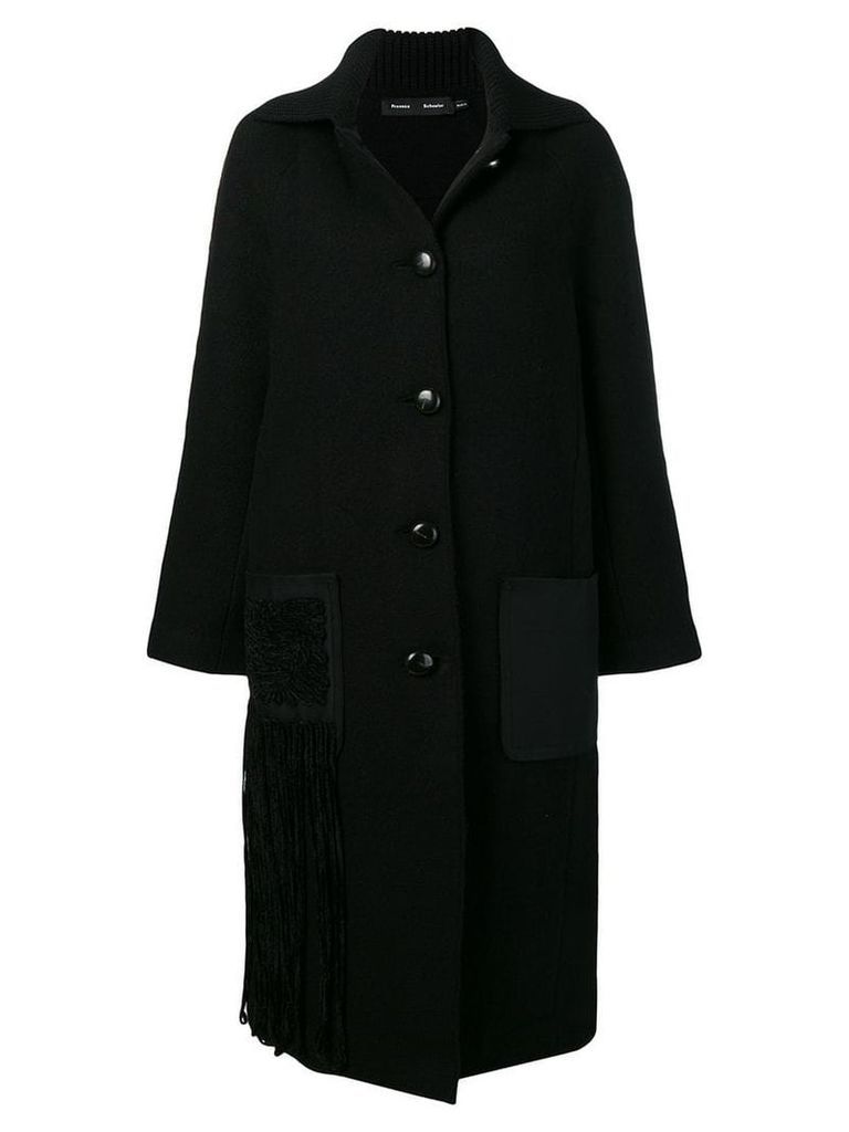 Proenza Schouler Chenille Embroidered Knit Coat - Black