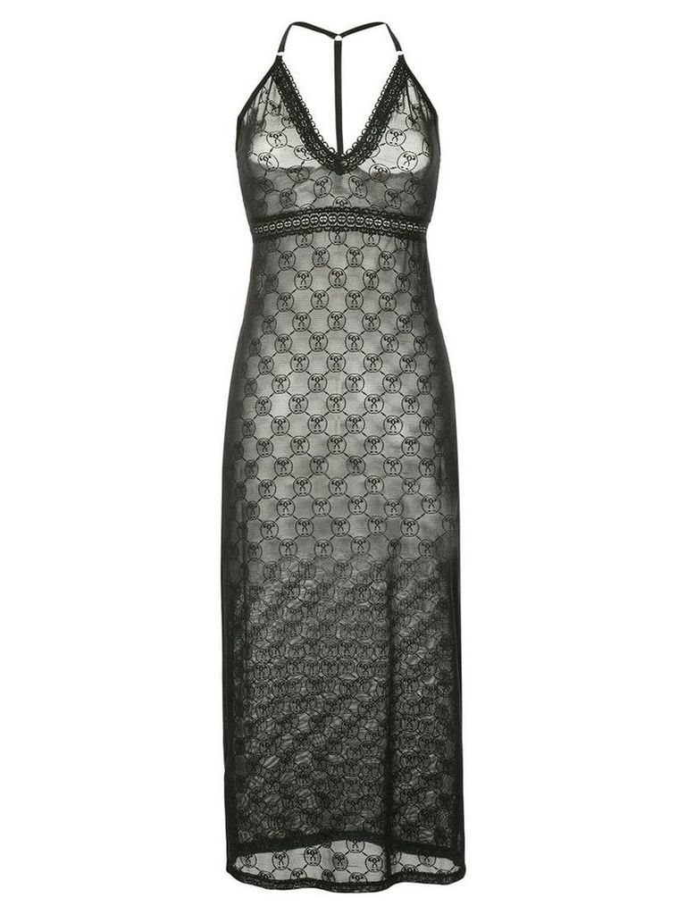 Moschino monogrammed mesh halterneck dress - Black